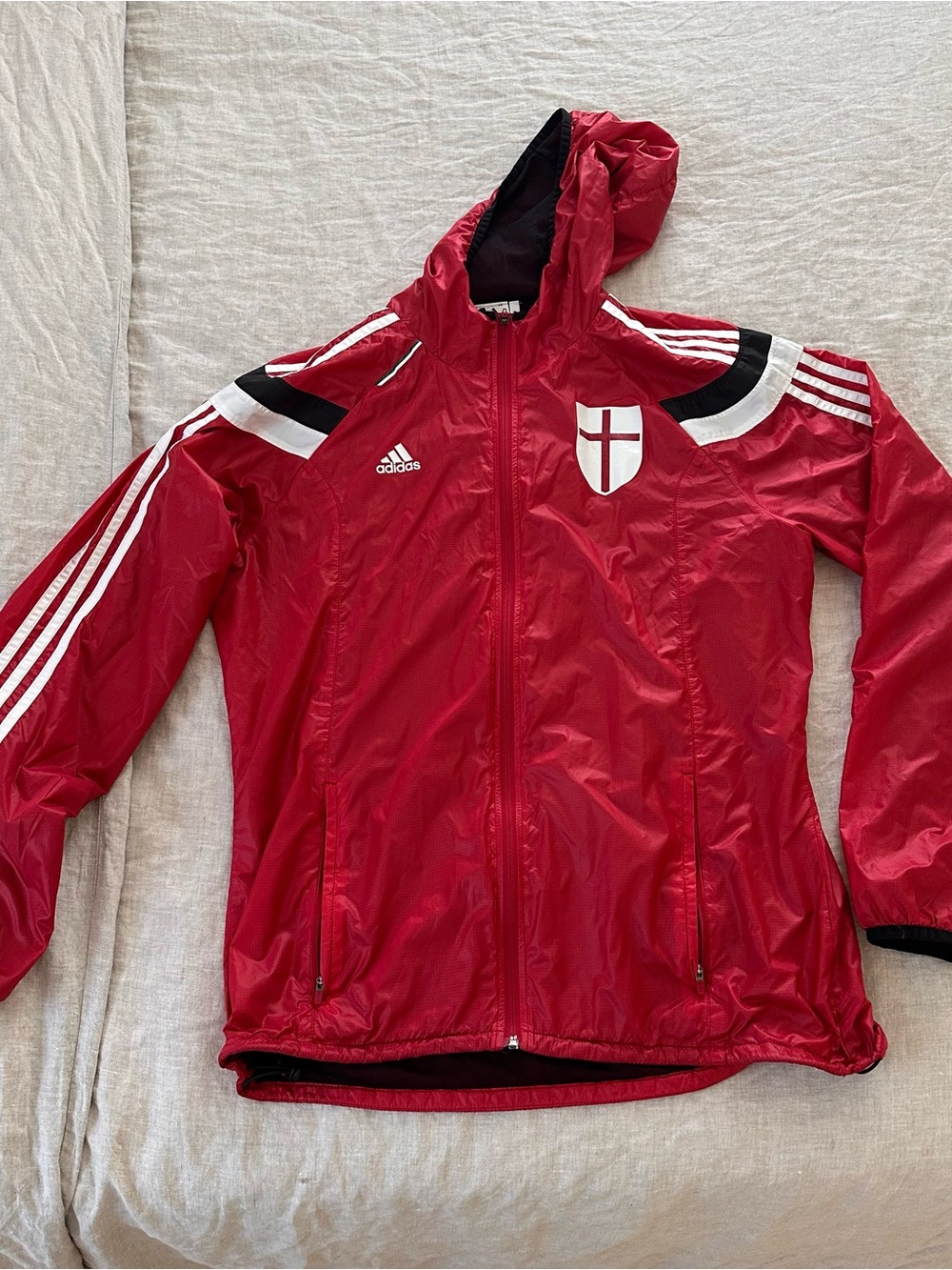 adidas Red and Black Hooded Windbreaker AC Milan